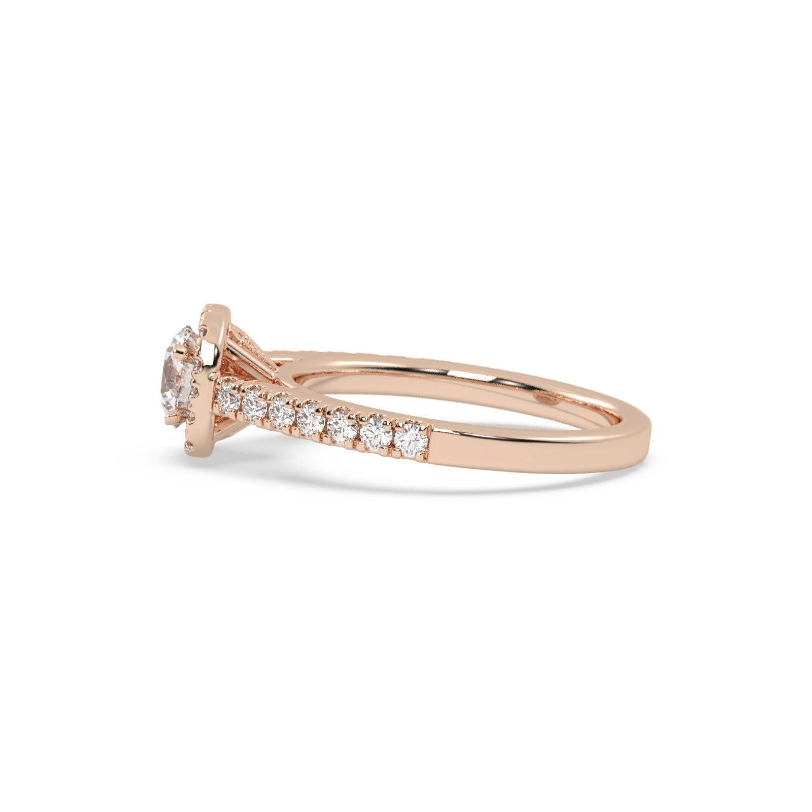 Rose Gold Studded 0.97 Carat Lab Grown Diamond Ring-G Color VS2 Clarity.